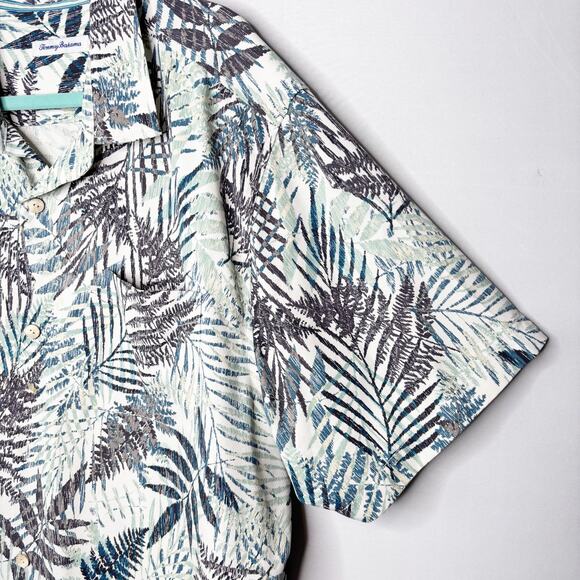 Tommy Bahama Shirt Mens XXL Silk Cool Max Poly Neutral Tropical Botanical - Picture 4 of 10